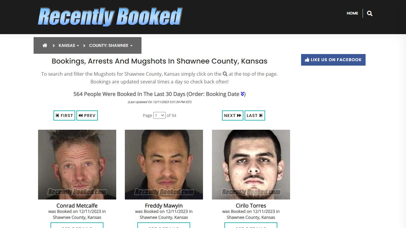 Bookings, Arrests and Mugshots in Shawnee County, Kansas