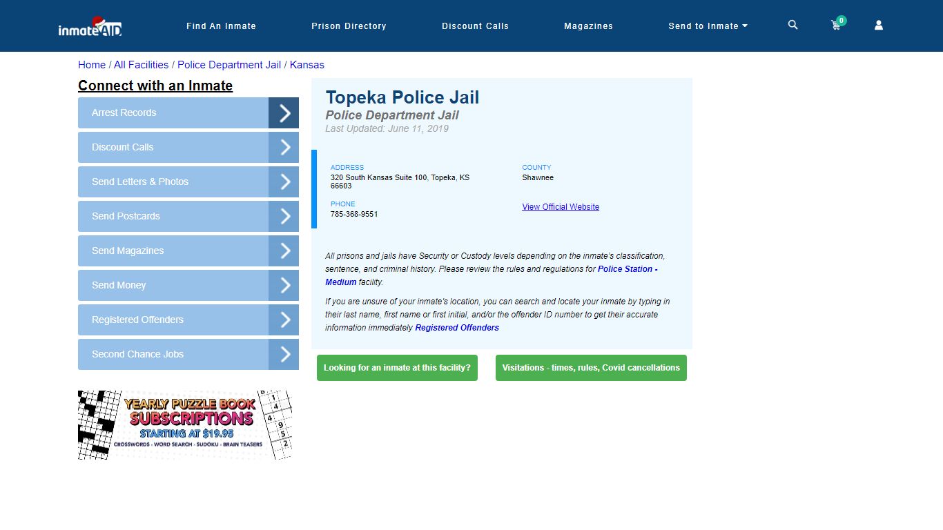 Topeka Police Jail & Inmate Search - Topeka, KS